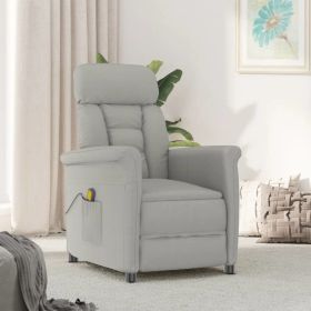 Massage Recliner Light Gray Faux Suede Leather