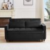 Black, Modern Velvet Recliner Sofa with Pullout Bed, Converts to Sofa Bed, Side Coffee Table, Adjustable Backrest, 2 Lumbar Pillows