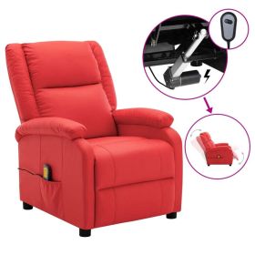 Massage Recliner Red Faux Leather