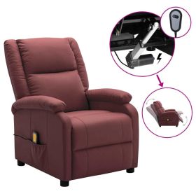 Massage Recliner Wine Red Faux Leather