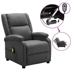 Massage Recliner Anthracite Faux Leather