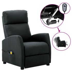 Electric Massage Recliner Dark Gray Fabric