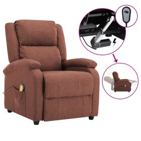 Massage Recliner Brown Fabric