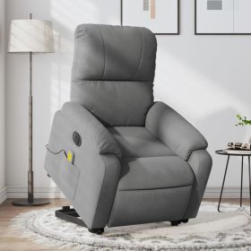 Electric Stand up Massage Recliner Chair Dark Gray Microfiber Fabric