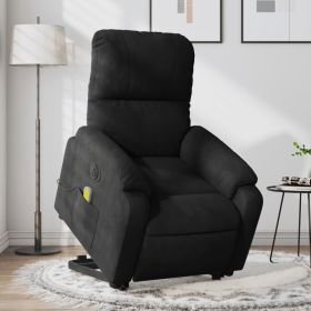 Electric Stand up Massage Recliner Chair Black Microfiber Fabric