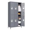 6 Door 72"H Metal Lockers With Lock for Employees,Storage Locker Cabinet for Home Gym Office School Garage,Gray