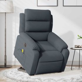 Electric Stand up Massage Recliner Chair Dark Gray Velvet