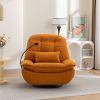 Smart Power Recliner Sofa USB Charger With Bluetooth Swivel Single Chair with Voice Control Gaming Sleeping working Hidden Arm Storage (Orange)