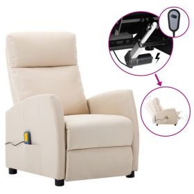 Electric Massage Recliner Cream Fabric