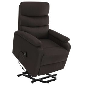 Power Lift Massage Recliner Dark Brown Fabric