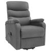 Power Lift Massage Recliner Light Gray Fabric