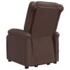 Power Lift Massage Recliner Brown Faux Leather