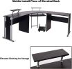 71" L-Shaped Gaming Desk -Large Desktop 22" Wide Wood Curved Corner Desk -Sturdy Computer Desks PC Laptop Table Workstation