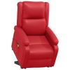 Power Lift Massage Recliner Red Faux Leather