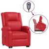 Power Lift Massage Recliner Red Faux Leather