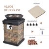 40000BTU Outdoor Propane Burning Fire Bowl Column Realistic Look Firepit Heater