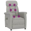 Massage Recliner Light Gray Faux Suede Leather