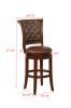 2Pc Beautiful Traditional Upholstered Swivel Bar Stool with Button Tufting Faux Leather Upholstery Padded Back Kitchen Dining Brown Espresso