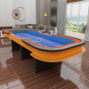 INO Design 136" 12 Feet Deluxe Craps Dice BLUE Felt Luxury Casino Game Poker Table With Diamond Pyramid Bumper Rubber