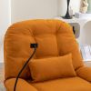 Smart Power Recliner Sofa USB Charger With Bluetooth Swivel Single Chair with Voice Control Gaming Sleeping working Hidden Arm Storage (Orange)