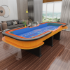 INO Design 136" 12 Feet Deluxe Craps Dice BLUE Felt Luxury Casino Game Poker Table With Diamond Pyramid Bumper Rubber