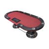 INO Design 96" Oval Red Surface Texas Holdem Casino Game Poker Table with Detachable Armrest Chip Tray