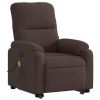 Electric Stand up Massage Recliner Chair Brown Microfiber Fabric