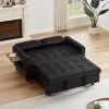 Black, Modern Velvet Recliner Sofa with Pullout Bed, Converts to Sofa Bed, Side Coffee Table, Adjustable Backrest, 2 Lumbar Pillows