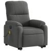 Electric Stand up Massage Recliner Chair Dark Gray Microfiber Fabric