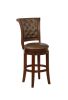 2Pc Beautiful Traditional Upholstered Swivel Bar Stool with Button Tufting Faux Leather Upholstery Padded Back Kitchen Dining Brown Espresso