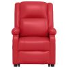 Power Lift Massage Recliner Red Faux Leather