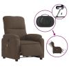 Electric Stand up Massage Recliner Chair Brown Microfiber Fabric