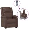 Power Lift Massage Recliner Brown Faux Leather