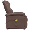 Power Lift Massage Recliner Brown Faux Leather