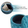 29.5"Wide Classic Button Tufted Velvet Round Ottoman With Storage Living Room Footrest