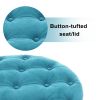 29.5"Wide Classic Button Tufted Velvet Round Ottoman With Storage Living Room Footrest