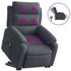 Electric Stand up Massage Recliner Chair Dark Gray Velvet