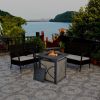 25 Inch 40000 BTU Propane Fire Pit Table with Lid and Fire Glass