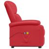 Power Lift Massage Recliner Red Faux Leather