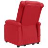 Power Lift Massage Recliner Red Faux Leather