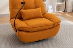 Smart Power Recliner Sofa USB Charger With Bluetooth Swivel Single Chair with Voice Control Gaming Sleeping working Hidden Arm Storage (Orange)