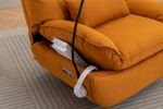 Smart Power Recliner Sofa USB Charger With Bluetooth Swivel Single Chair with Voice Control Gaming Sleeping working Hidden Arm Storage (Orange)