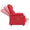 Power Lift Massage Recliner Red Faux Leather