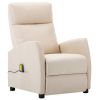 Electric Massage Recliner Cream Fabric