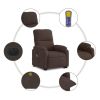 Electric Stand up Massage Recliner Chair Brown Microfiber Fabric