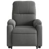 Electric Stand up Massage Recliner Chair Dark Gray Microfiber Fabric