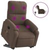 Electric Stand up Massage Recliner Chair Brown Microfiber Fabric