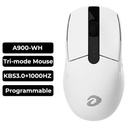 DAREU Tri-mode BT 5.1 Gaming Mouse 19000 DPI Optical Sensor Programmable Ergonomic Fast Charger Mice With KBS 3.0 Button (Color: White)