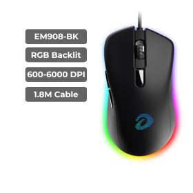 DAREU Wired RGB Gaming Mouse with 6 Programmable Buttons ATG4090 Sensor 6000 DPI 150 IPS 50Million Click Times For PC Steam Game (Color: Black)