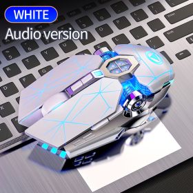 Gaming Mouse ; Silent Sound Mouse Macro ; Breathing Lights LED Optical Mouse For PC Laptop (Color: White [button with sound])